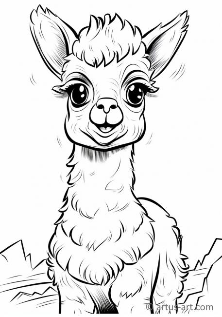 Cute Guanaco Coloring Page For Kids
